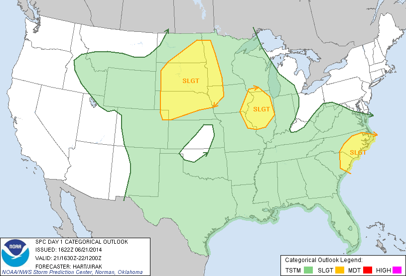 Slight Risk of Severe Weather Today